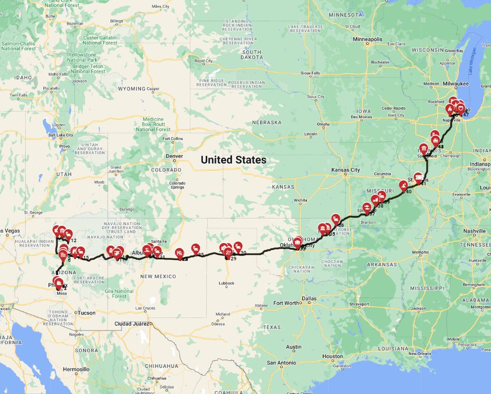 driving an RV from phoenix to Chicago - including the  Grand Canyon